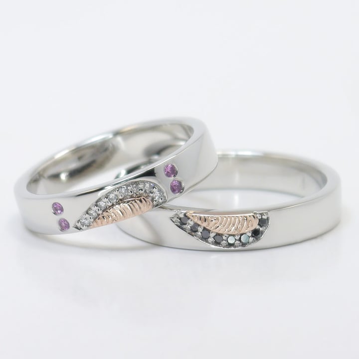 Matching Half Heart Rings In Platinum - small angle 2